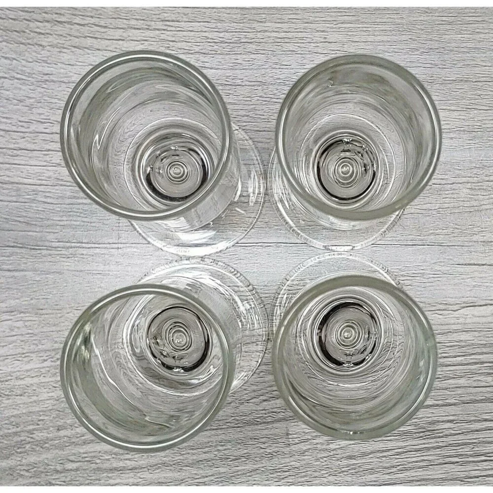 Clear Champagne Cordial Flute Shaped Glasses Short Stemmed Set of 4 Vintage